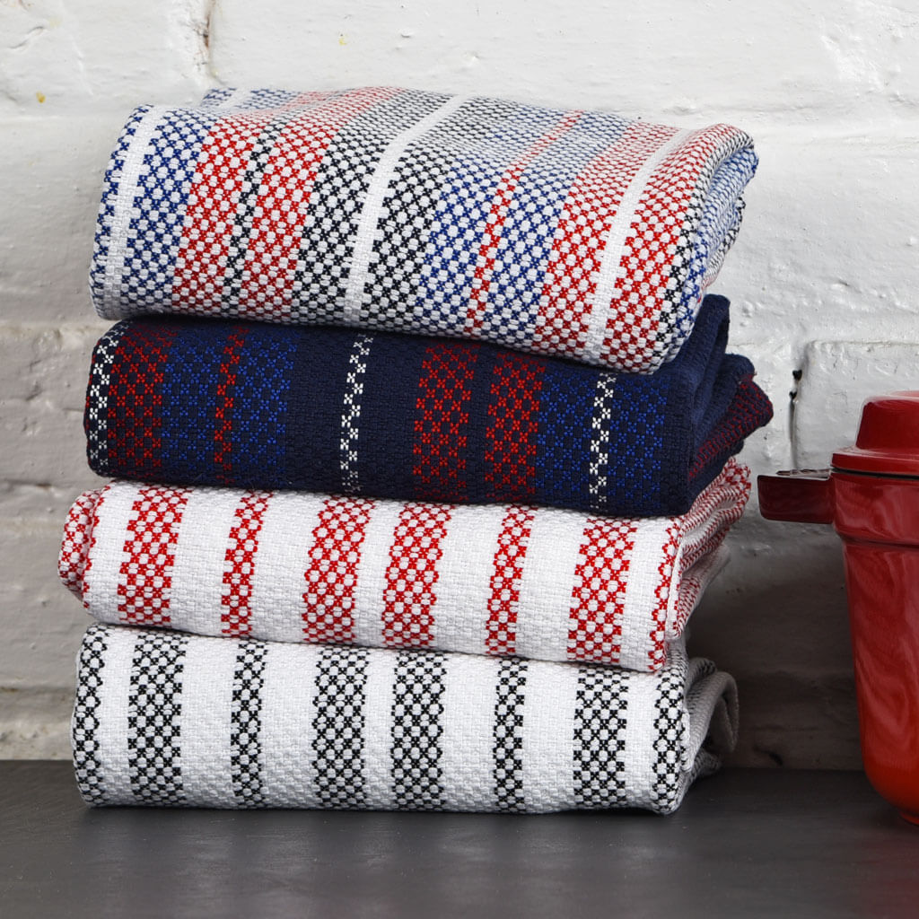 a stack of 4 folded kitchen towels