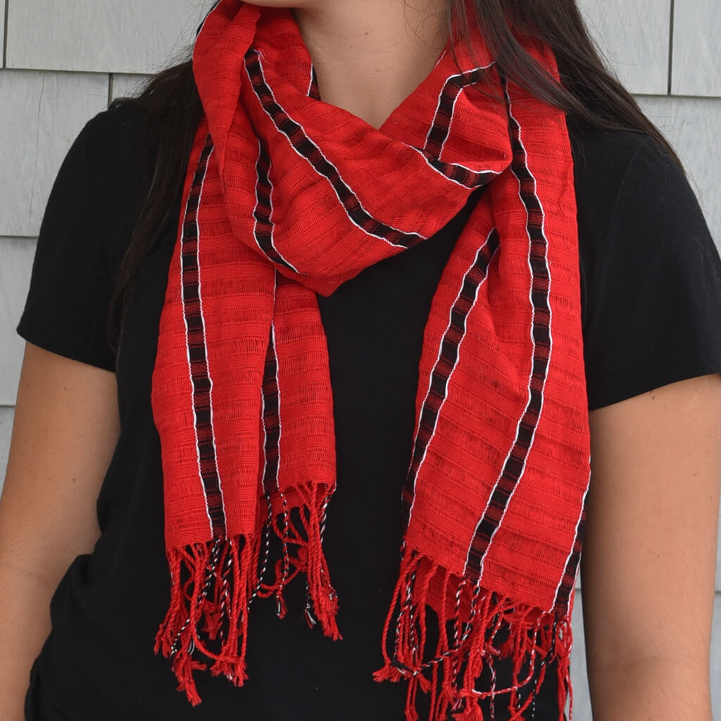 Cajola Red Scarf in Fringed or Infinity Style