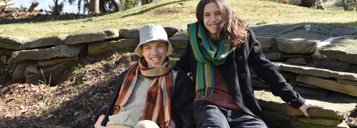 Fair Trade cotton scarves hand woven in Guatemala by Maya women's weaving collective.