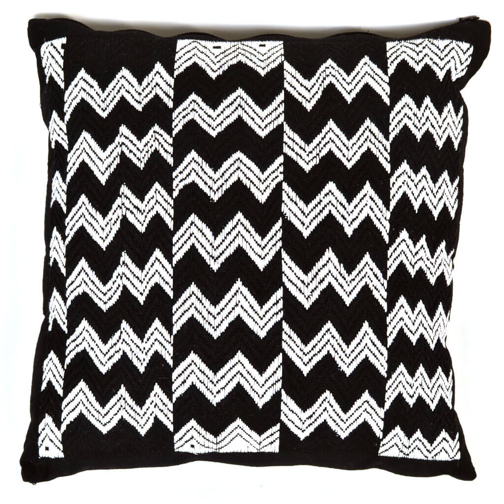 Guatemala Hand Woven Black & White Throw Pillow