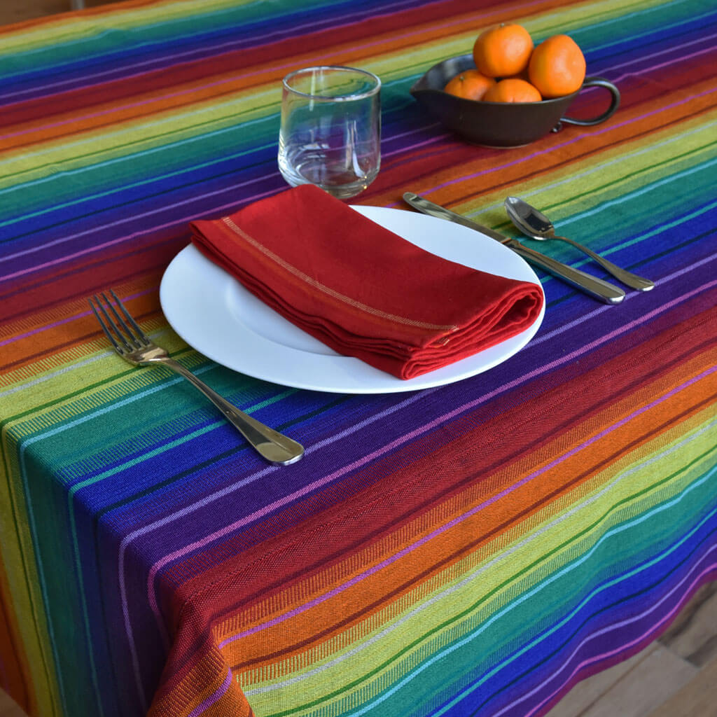 Hand Woven Striped Tablecloth