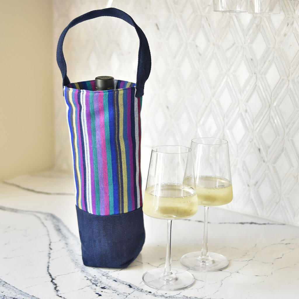 Hand Woven Wine Bottle Tote Single