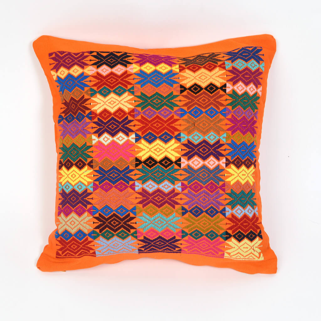 Tangerine Brocade Throw Pillow