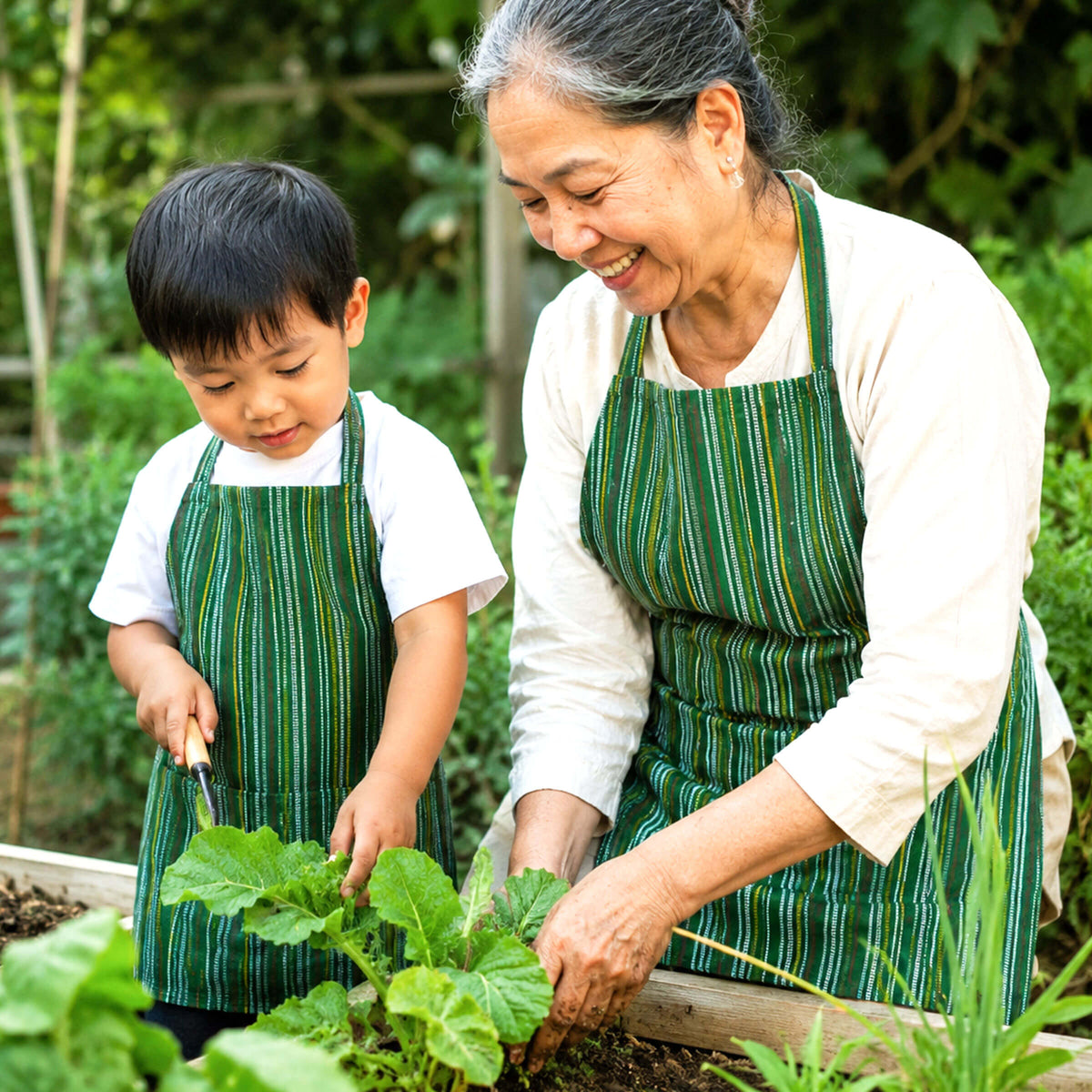 Child & Adult Matching Hand Woven Bib Aprons