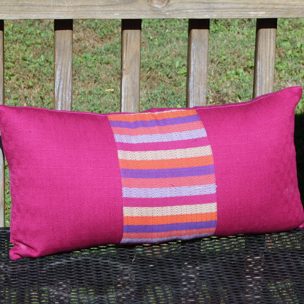 Lumbar Pillow | Diamond Stripe Magenta 24" Wide "Charming Accident"
