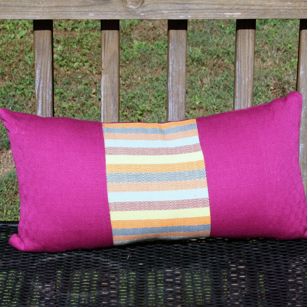 Lumbar Pillow | Diamond Stripe Magenta 24" Wide "Charming Accident"