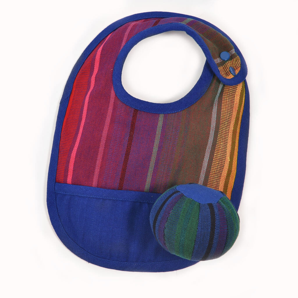 Blue Rainbow, Baby bib and ball.