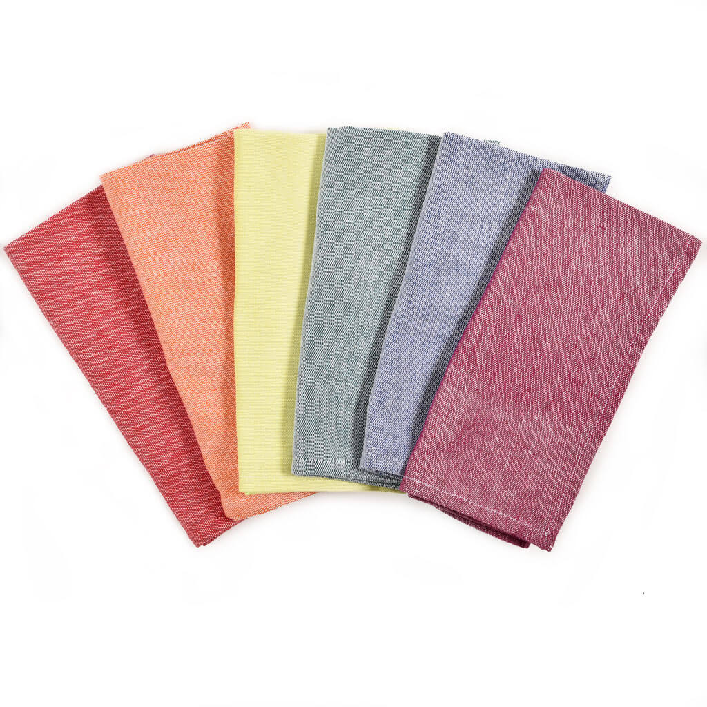Hand Woven Luncheon Napkins | Heathered Rainbow Assortment