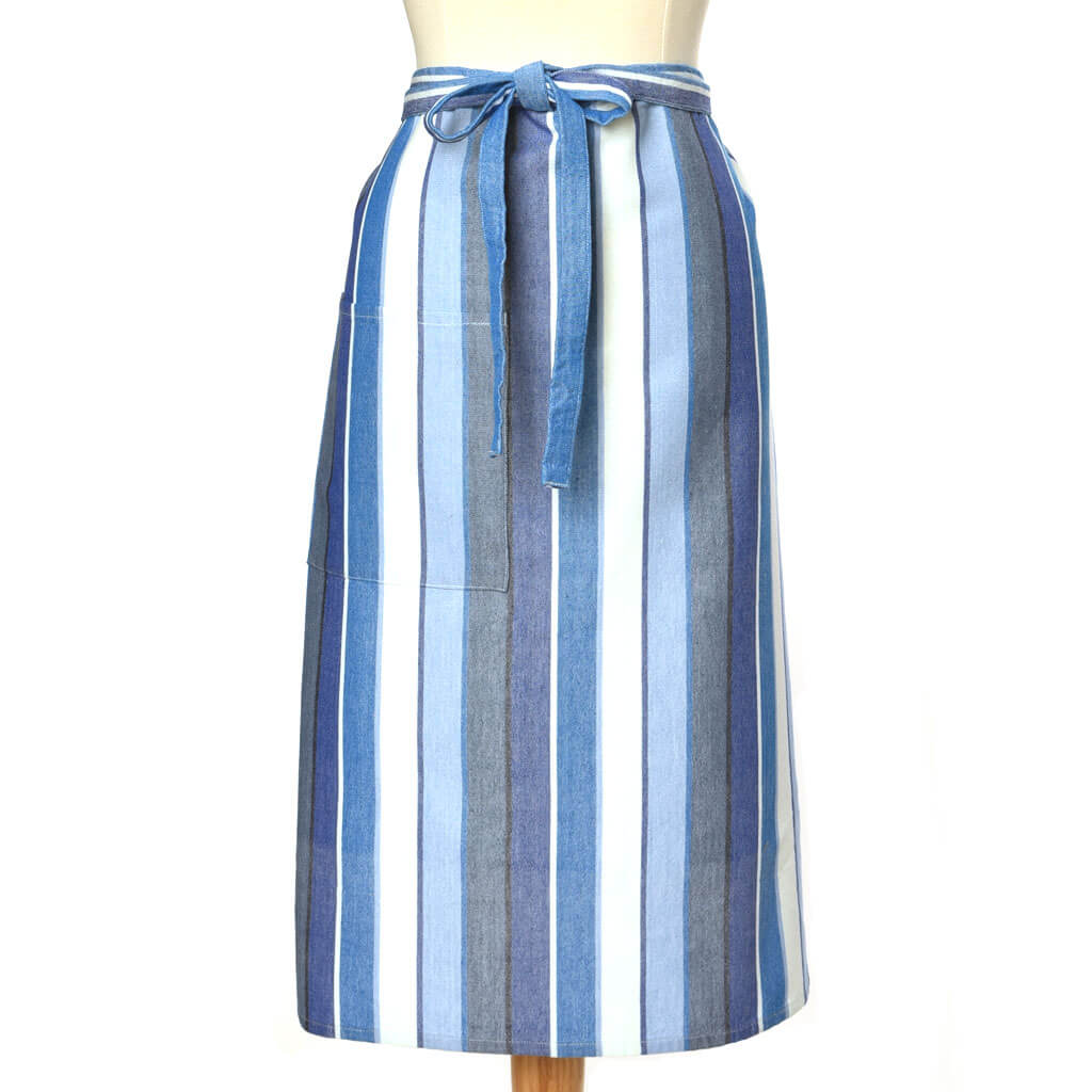 Bright blue and white stripes Bistro Apron.