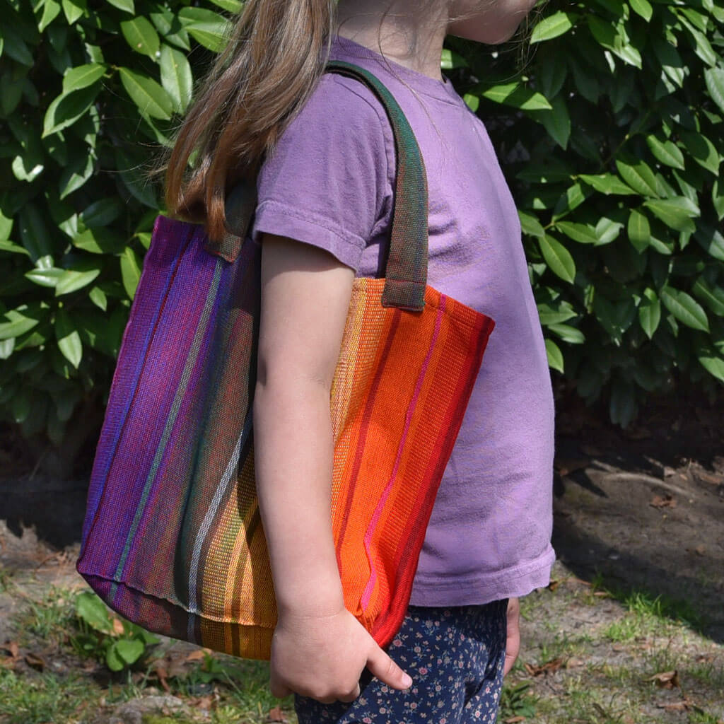 Rainbow child size mini market tote.
