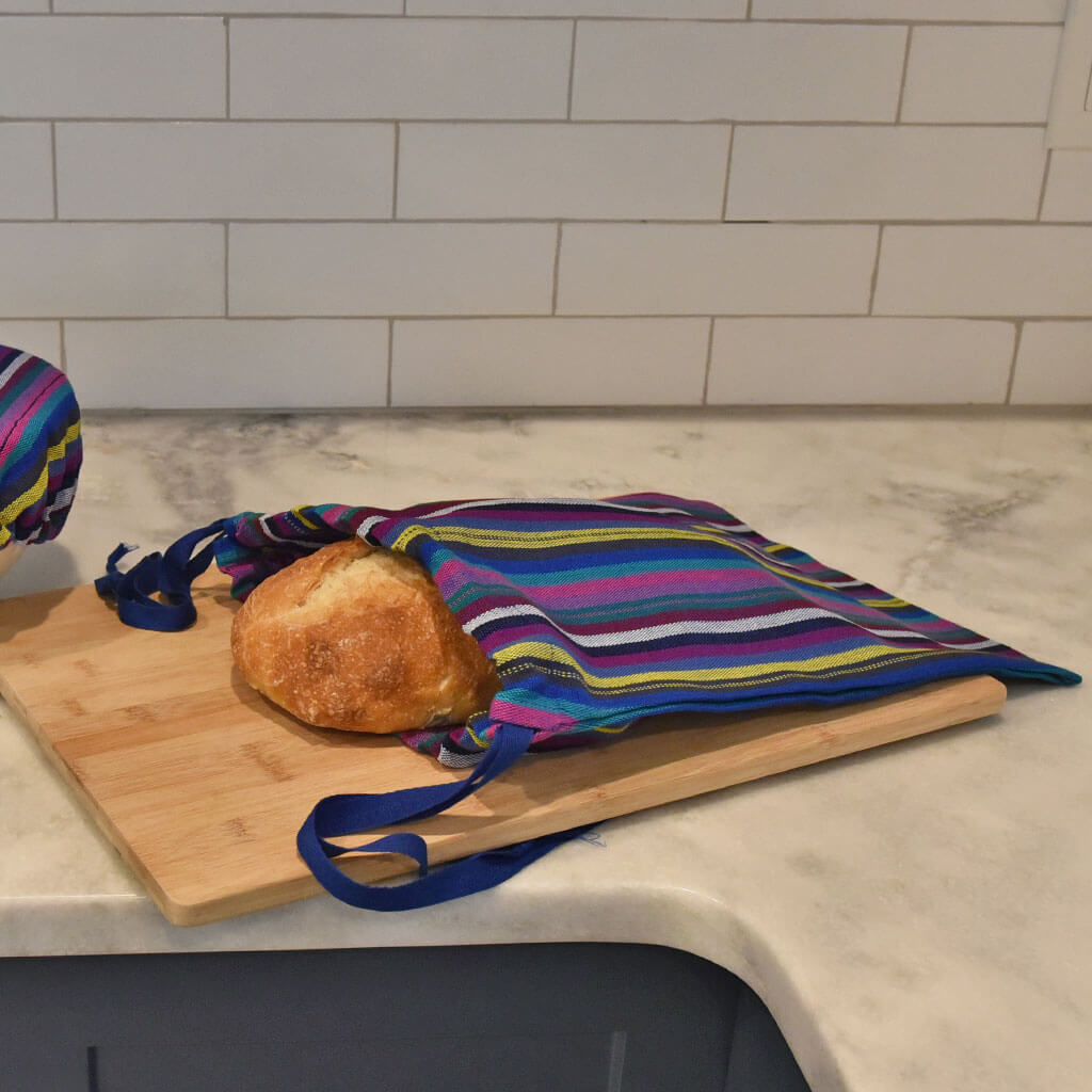 Cobalt with stripes bread bag.