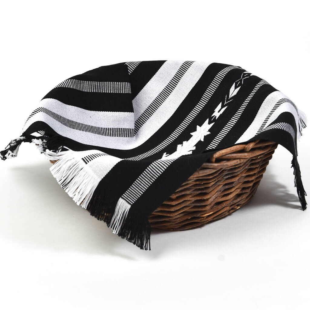 Guatemala Hand Woven Celebration Basket Liner | Black & Gray