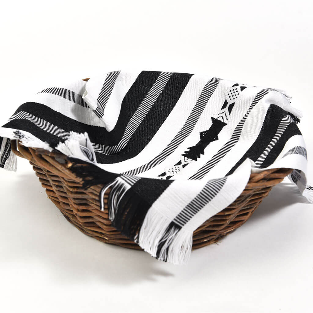 Guatemala Hand Woven Celebration Basket Liner | Black & White