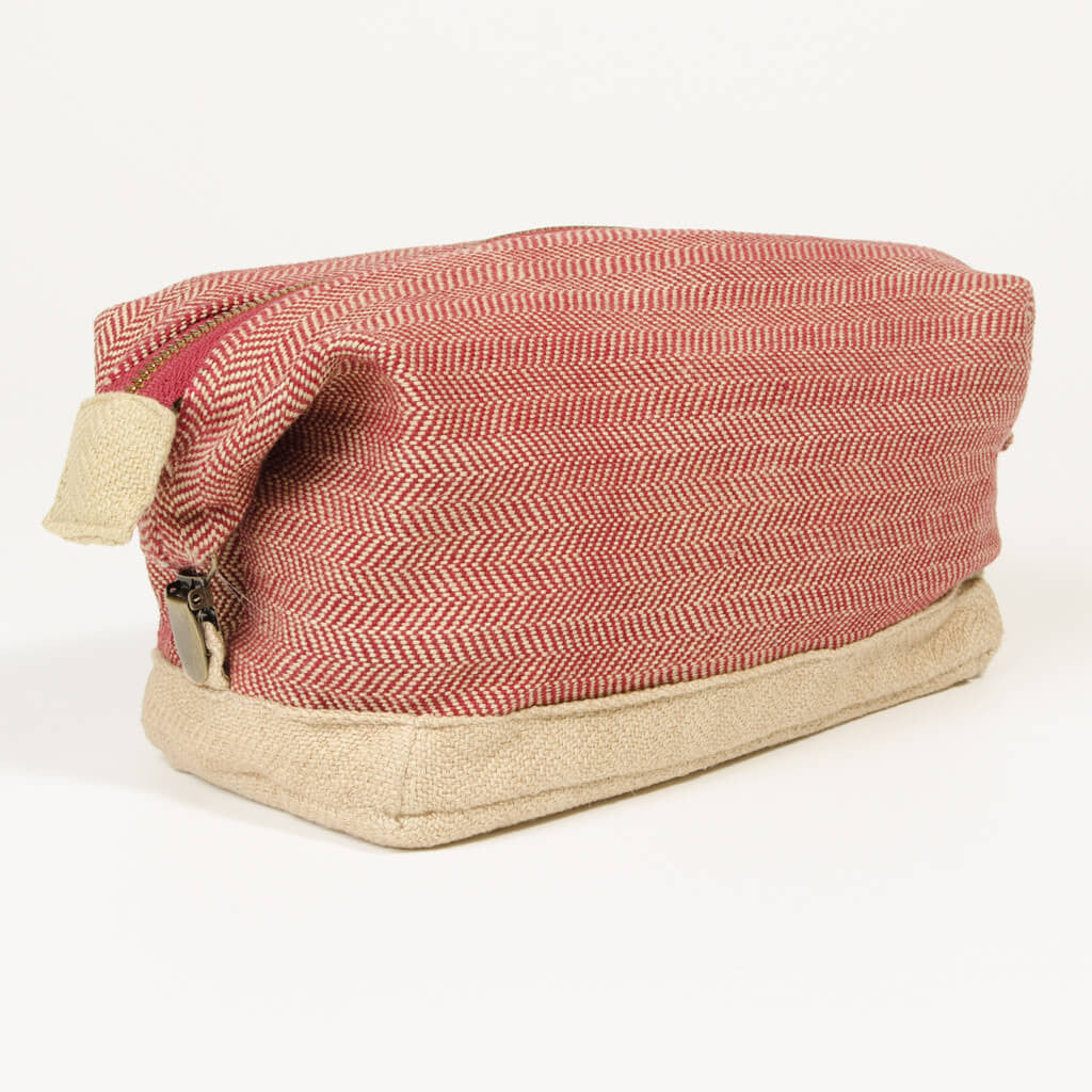 toiletry dopp kit maroon champagne herringbone
