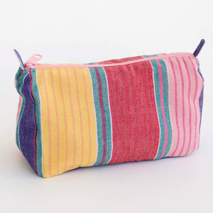 Blue, yellow, red and pink with stripes Cosmetic Bag.
