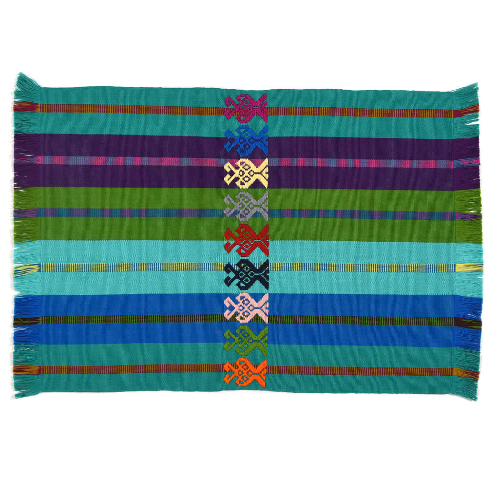 guatemala weaving placemat ocean blue