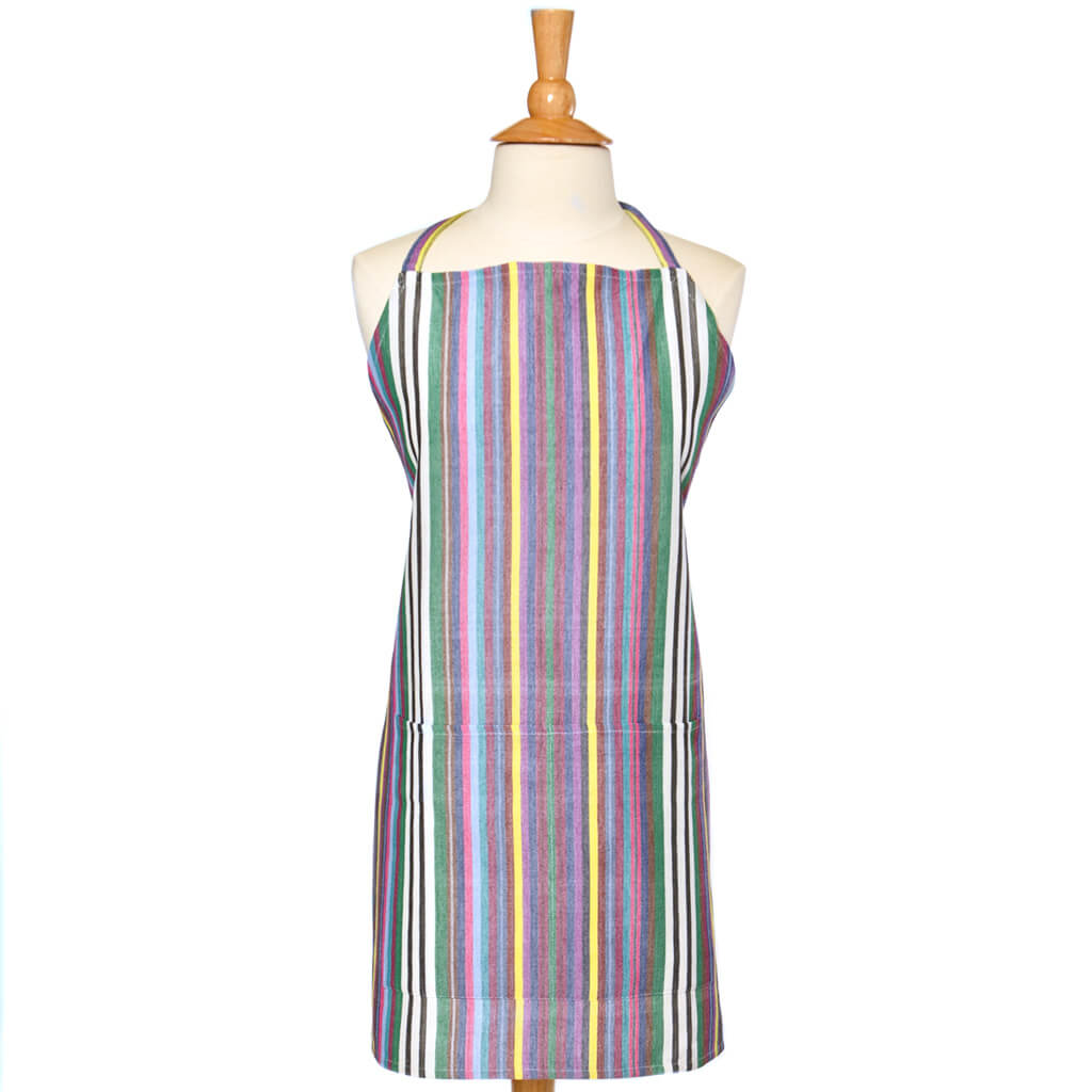 Multi color stripes bib apron.