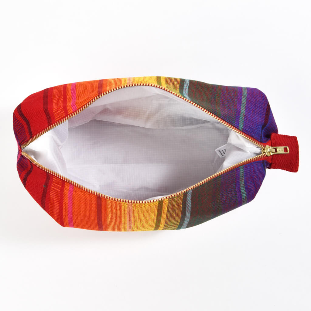 Hand Woven Toiletry Bag | Bright Rainbow Stripe