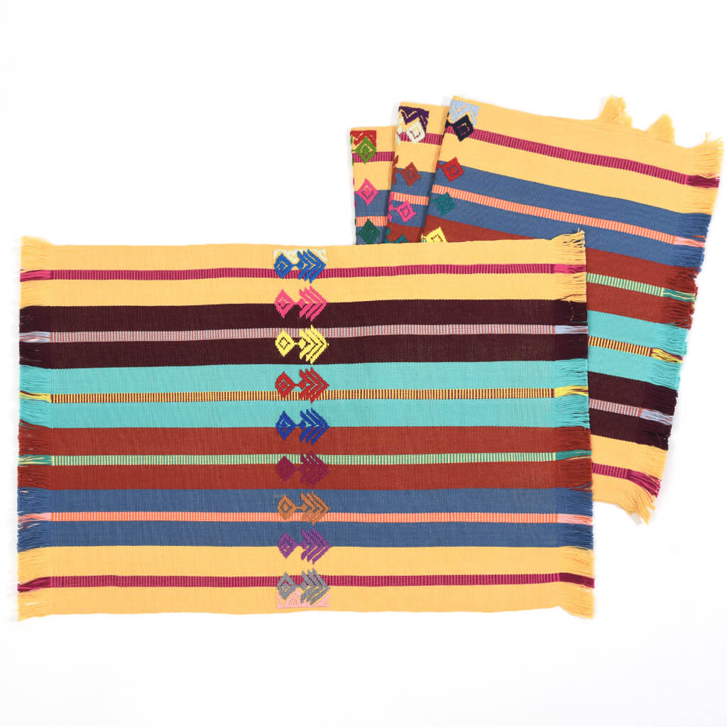 Guatemala weaving placemats apricot multicolor