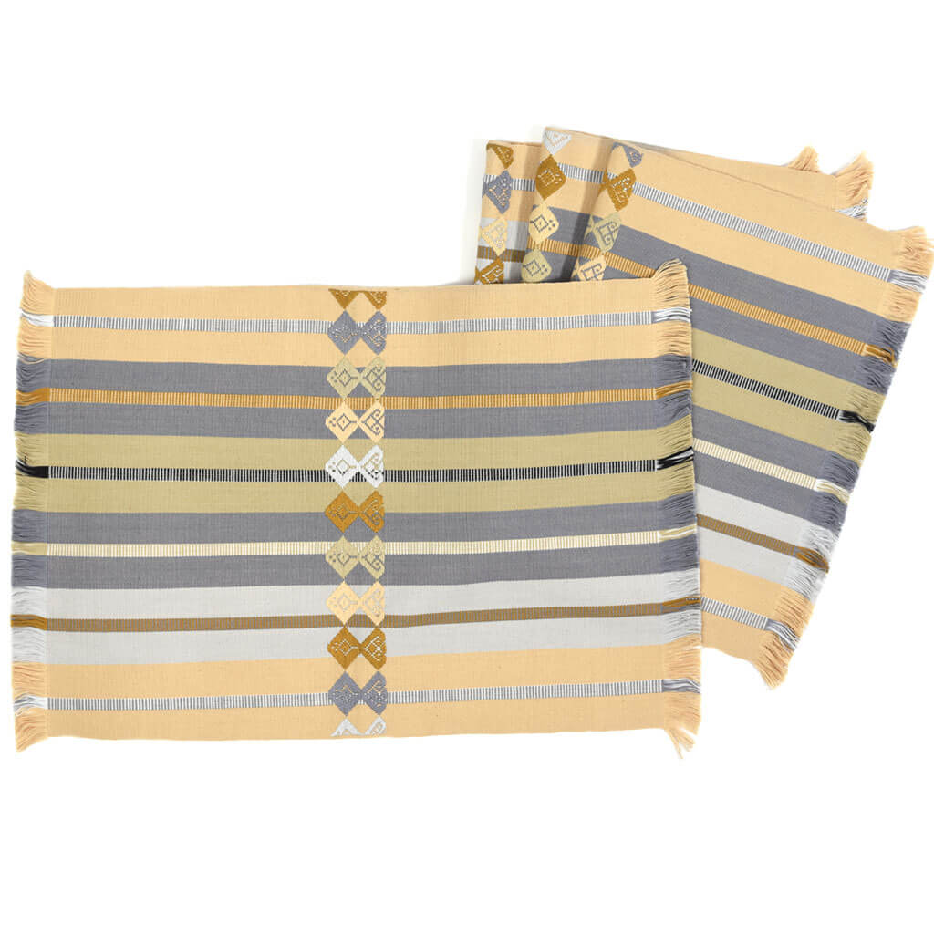 Guatemala weave Champagne and gray placemats