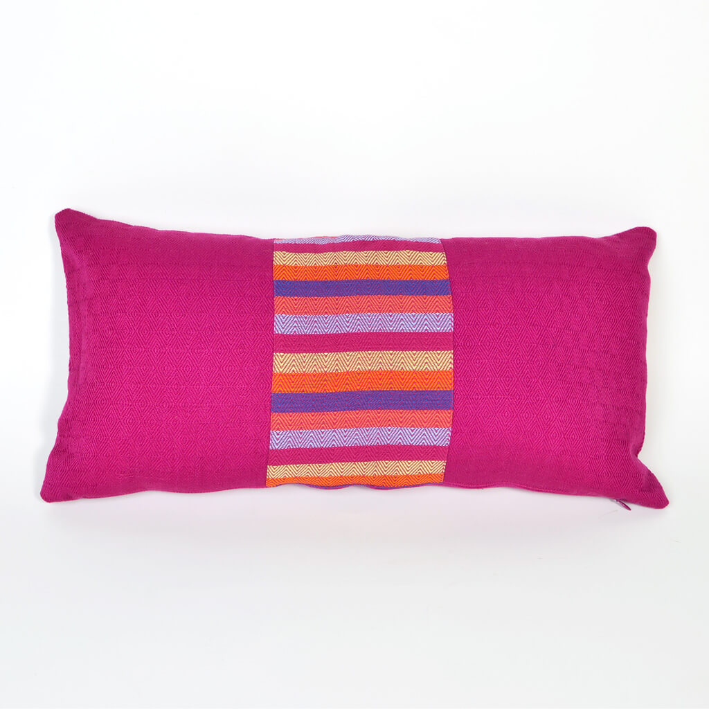 Lumbar Pillow | Diamond Stripe Magenta 24" Wide "Charming Accident"