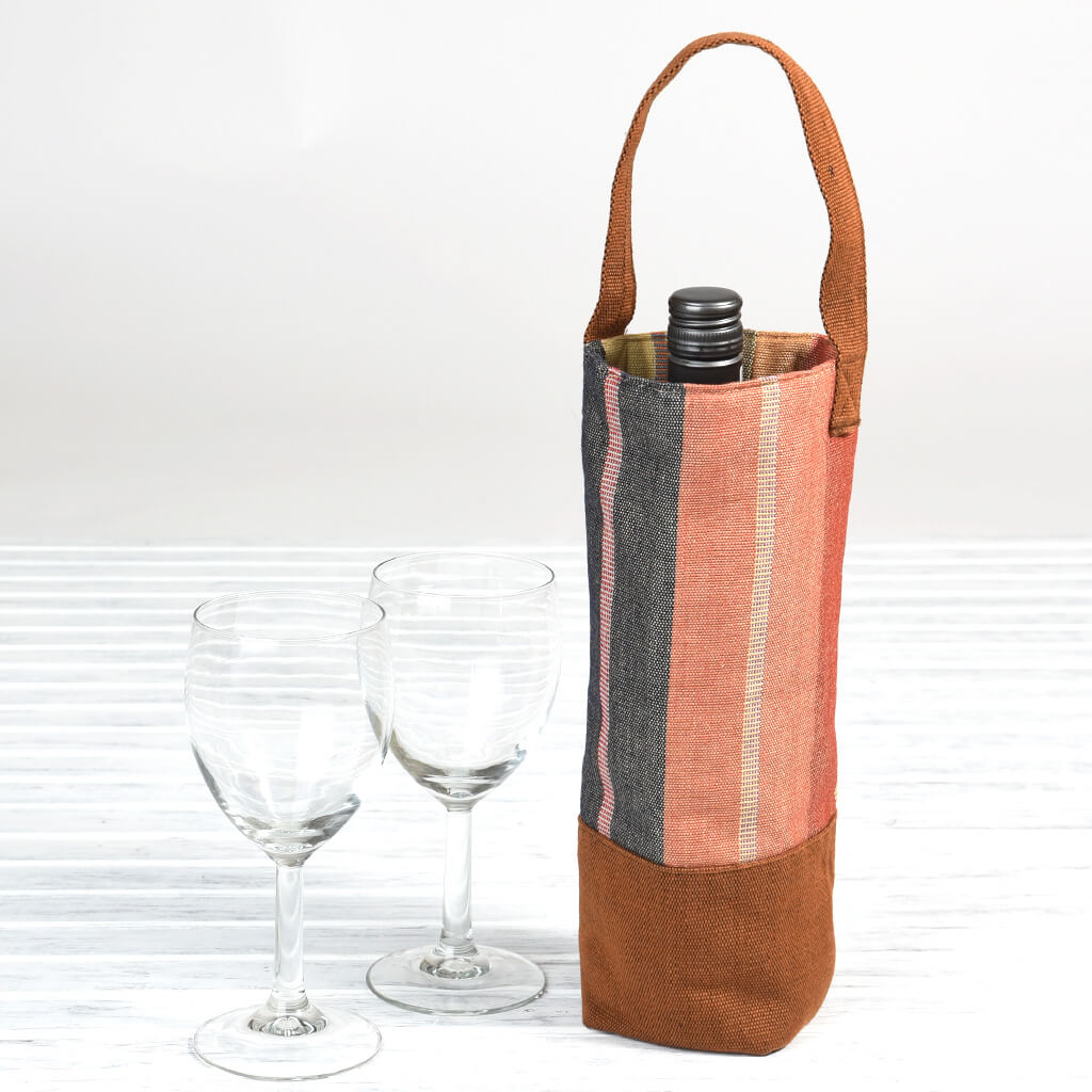Caramel, orange and yellow. single wine bag.