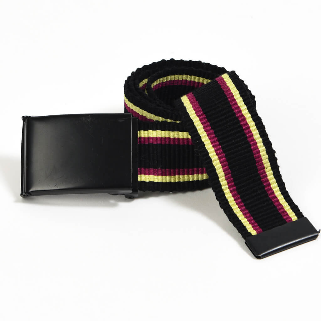 Mens handwoven black tricolor canvas belt