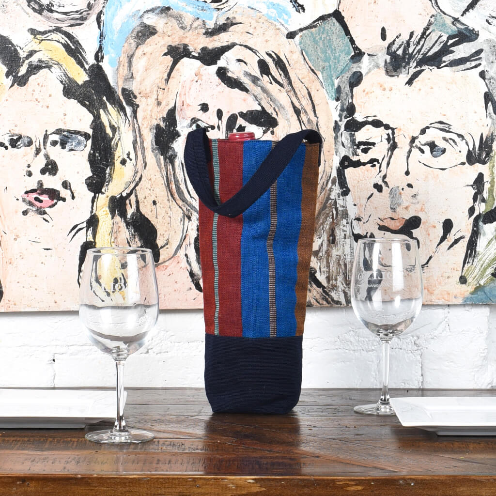 Hand Woven Wine Bottle Tote Single