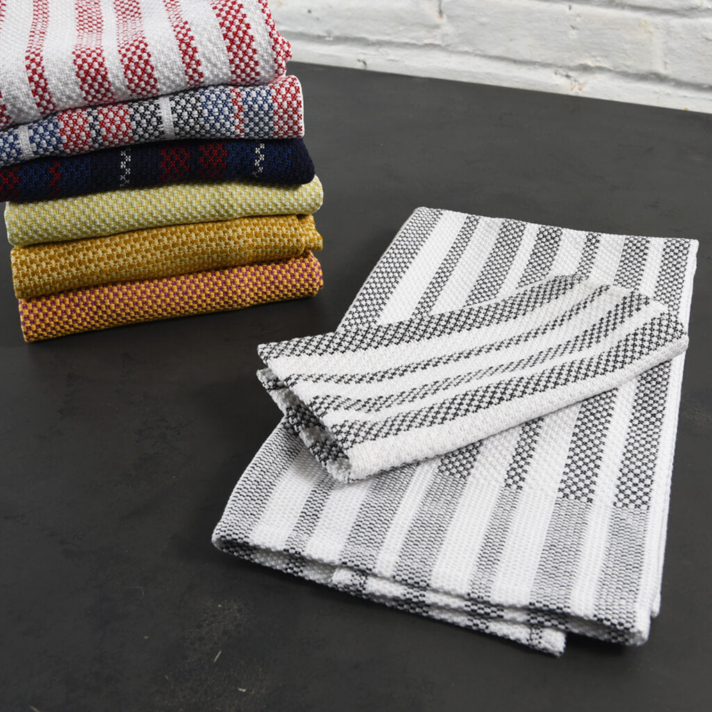 Hand Woven Hache Dish Towels Black & White Fair Trade Mayamam Weavers