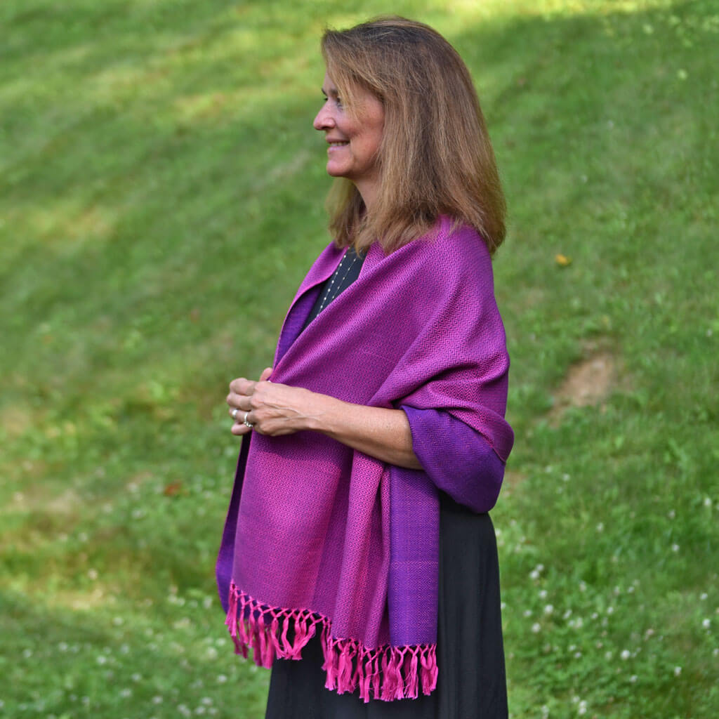 Violet hot pink fringed shawl