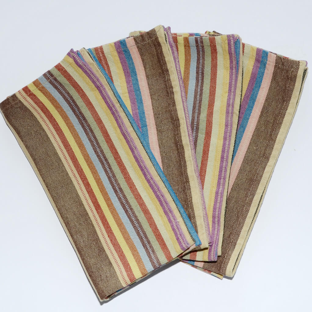 Hand Woven Table Napkins | Earthtone Stripes