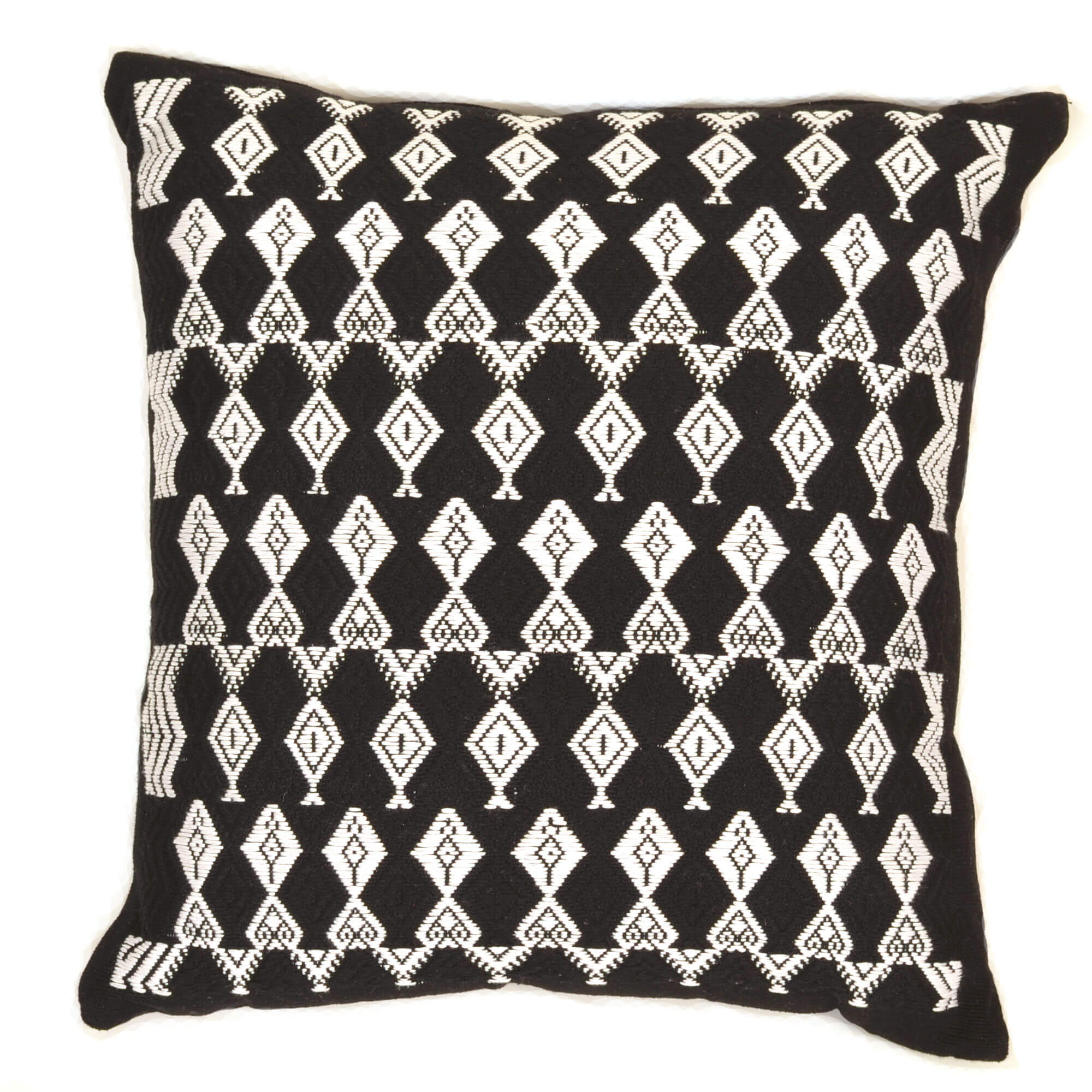 Guatemala Hand Woven Black & White Throw Pillow