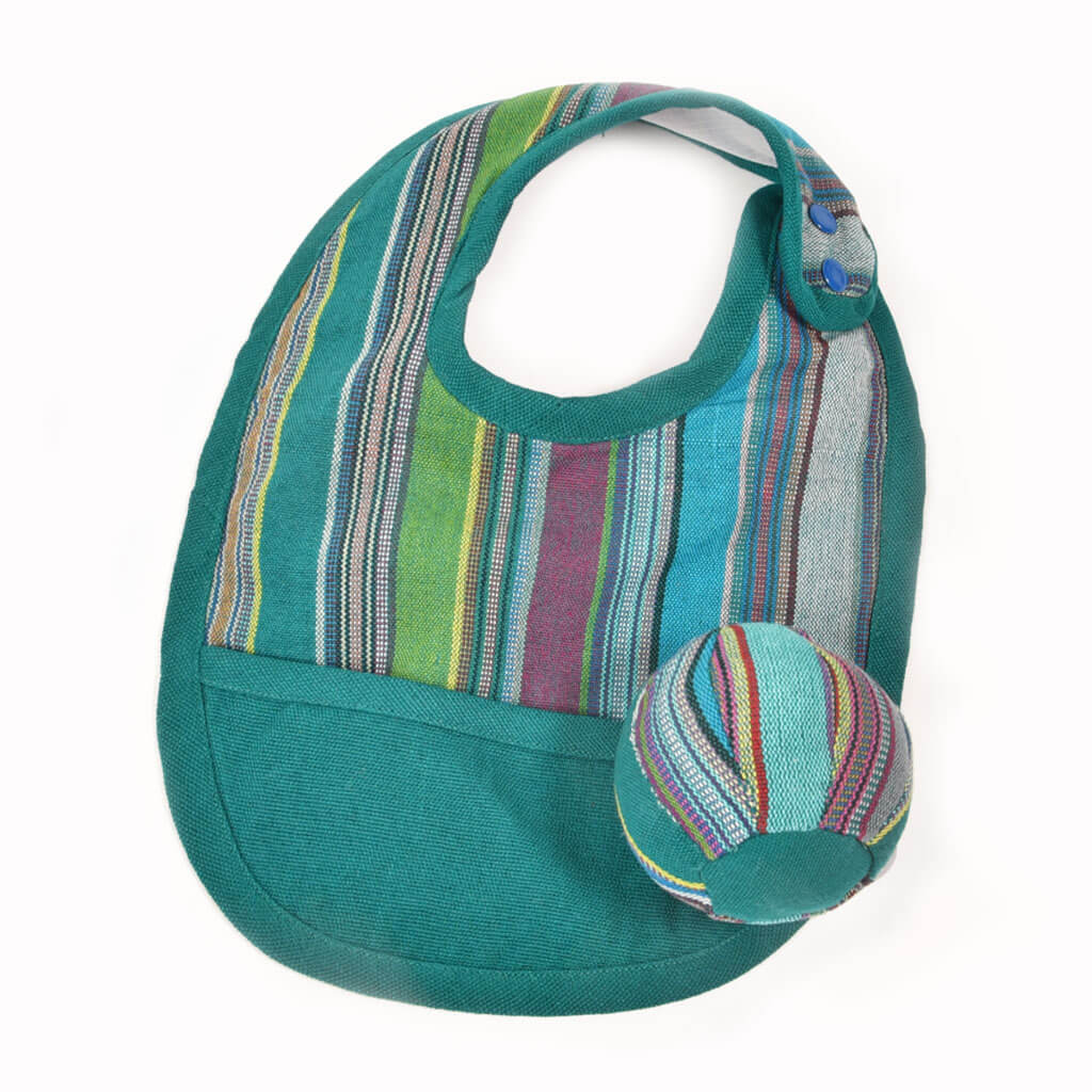 Hand Woven Baby Bib & Ball Combo