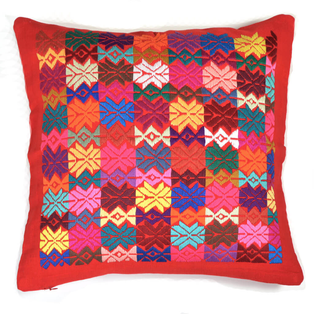 Guatemala Hand Woven Red Throw Pillow