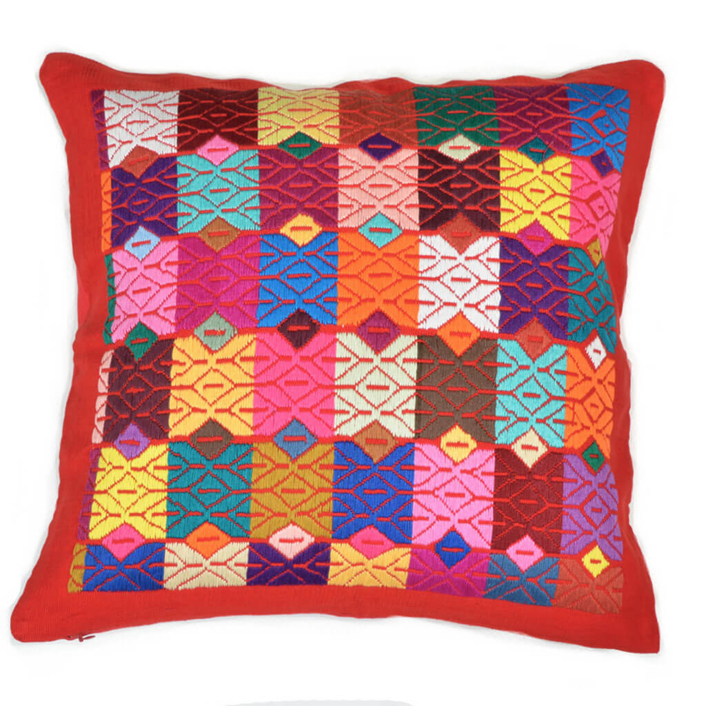 Guatemala Hand Woven Red Throw Pillow