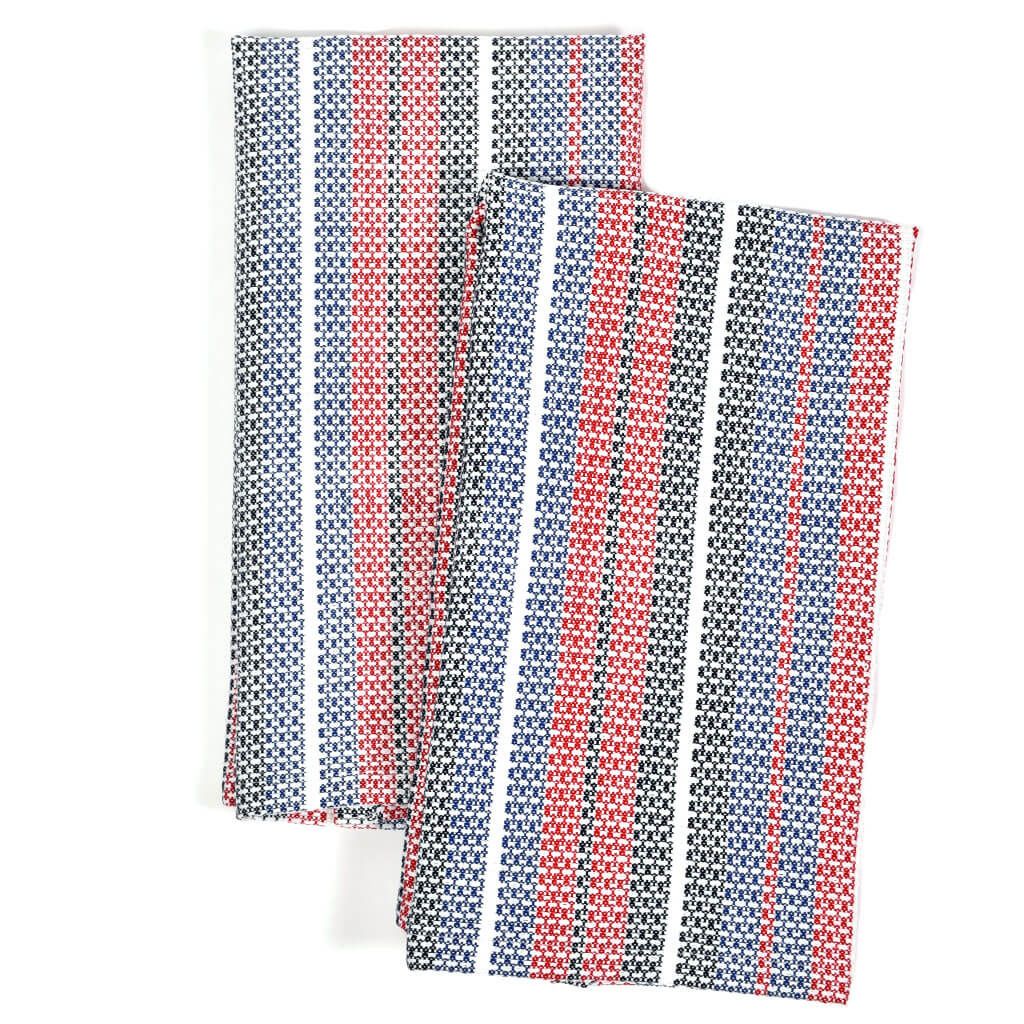 Hache Dish Towels | Red White & Blue Stripes on White
