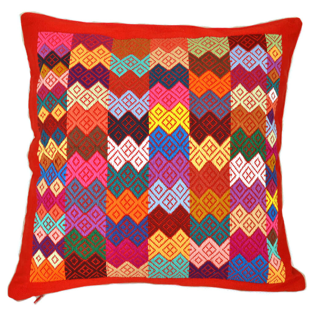 Guatemala Hand Woven Red Throw Pillow