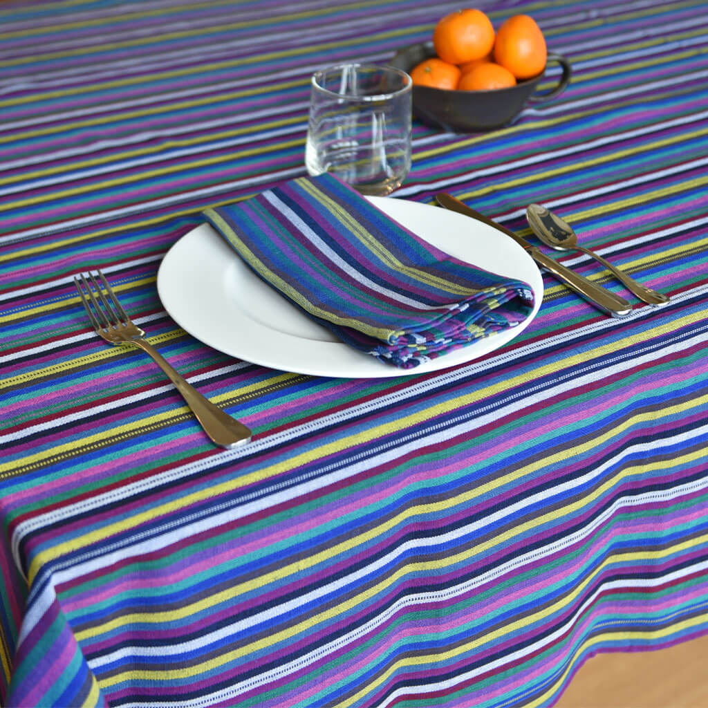 Hand Woven Striped Tablecloth