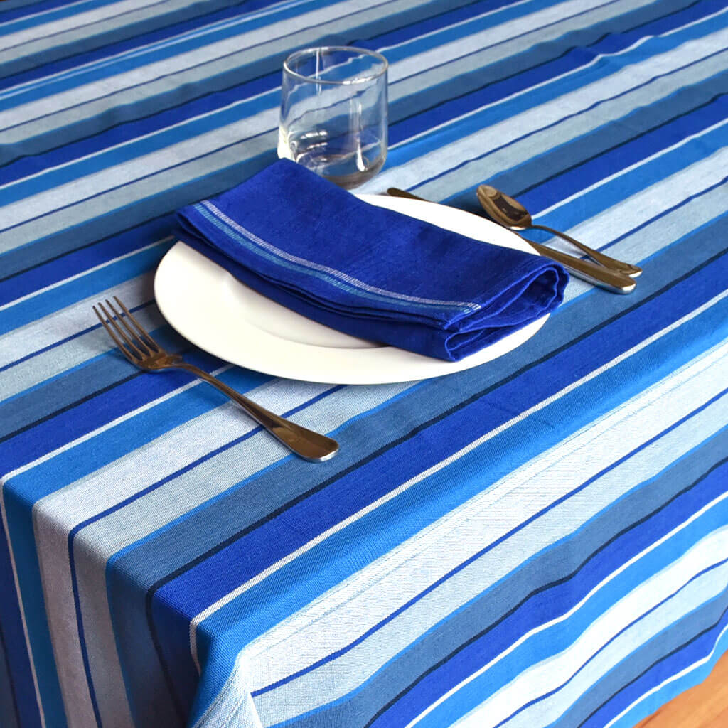 Hand Woven Striped Tablecloth