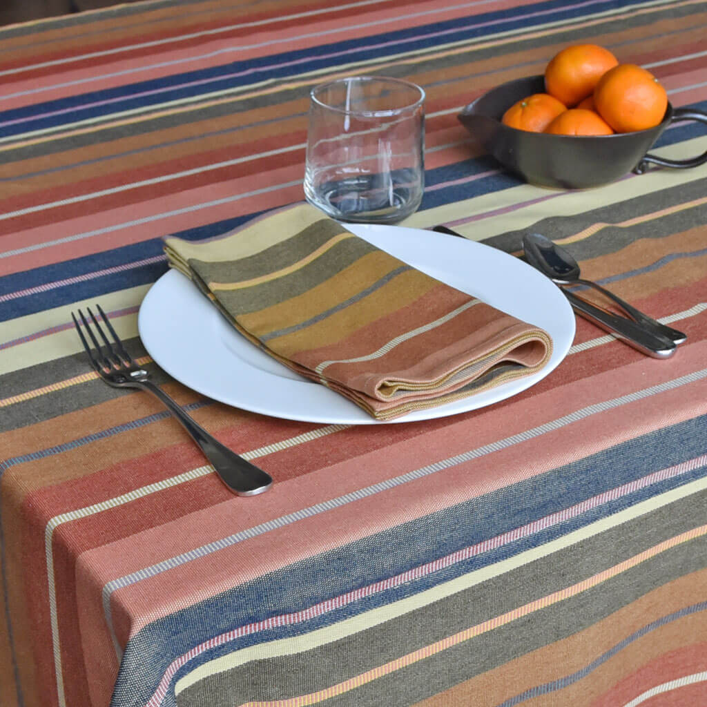 Hand Woven Striped Tablecloth