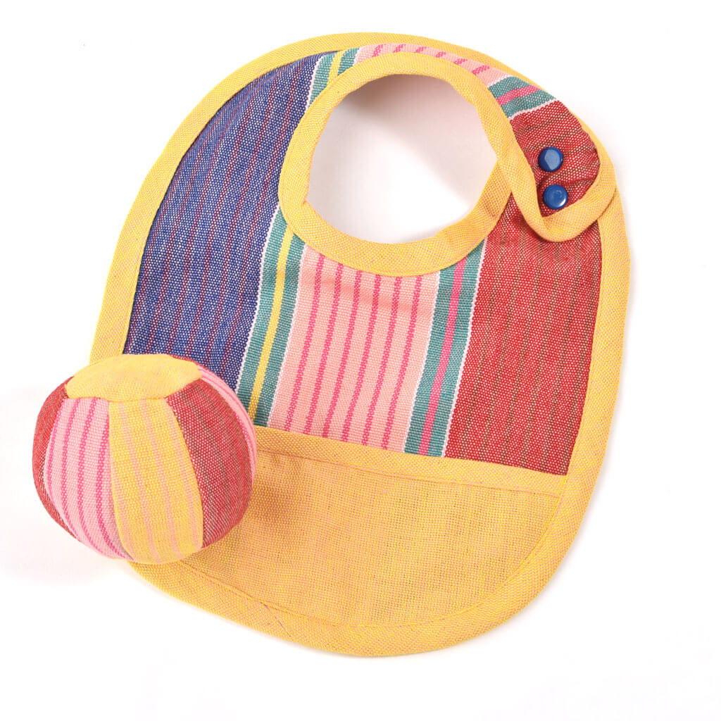 Hand Woven Baby Bib & Ball Combo