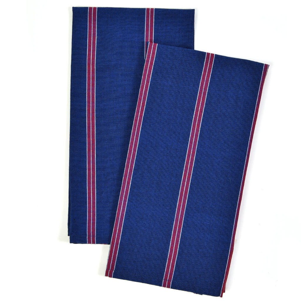 Hand Woven Striped Kitchen Towels | Red, White & Blues