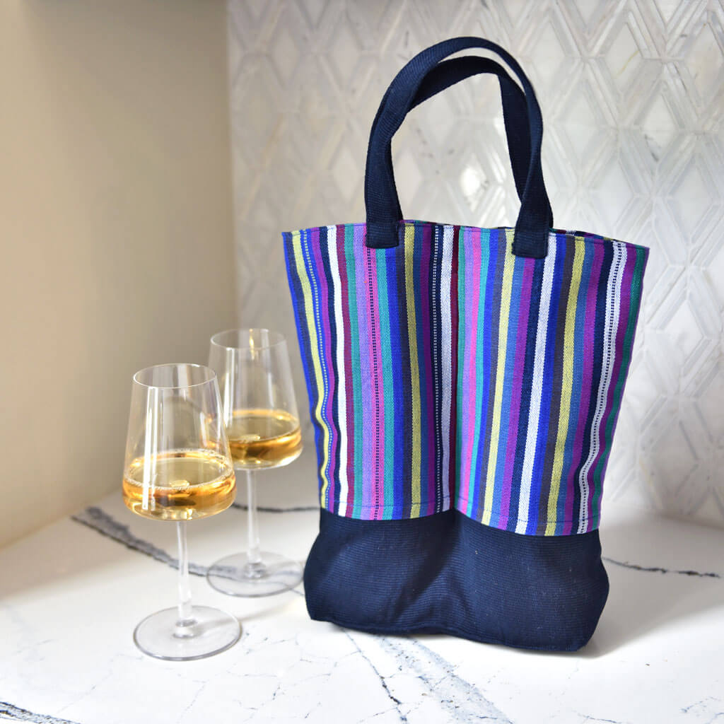 Hand Woven Wine Bottle Tote Double