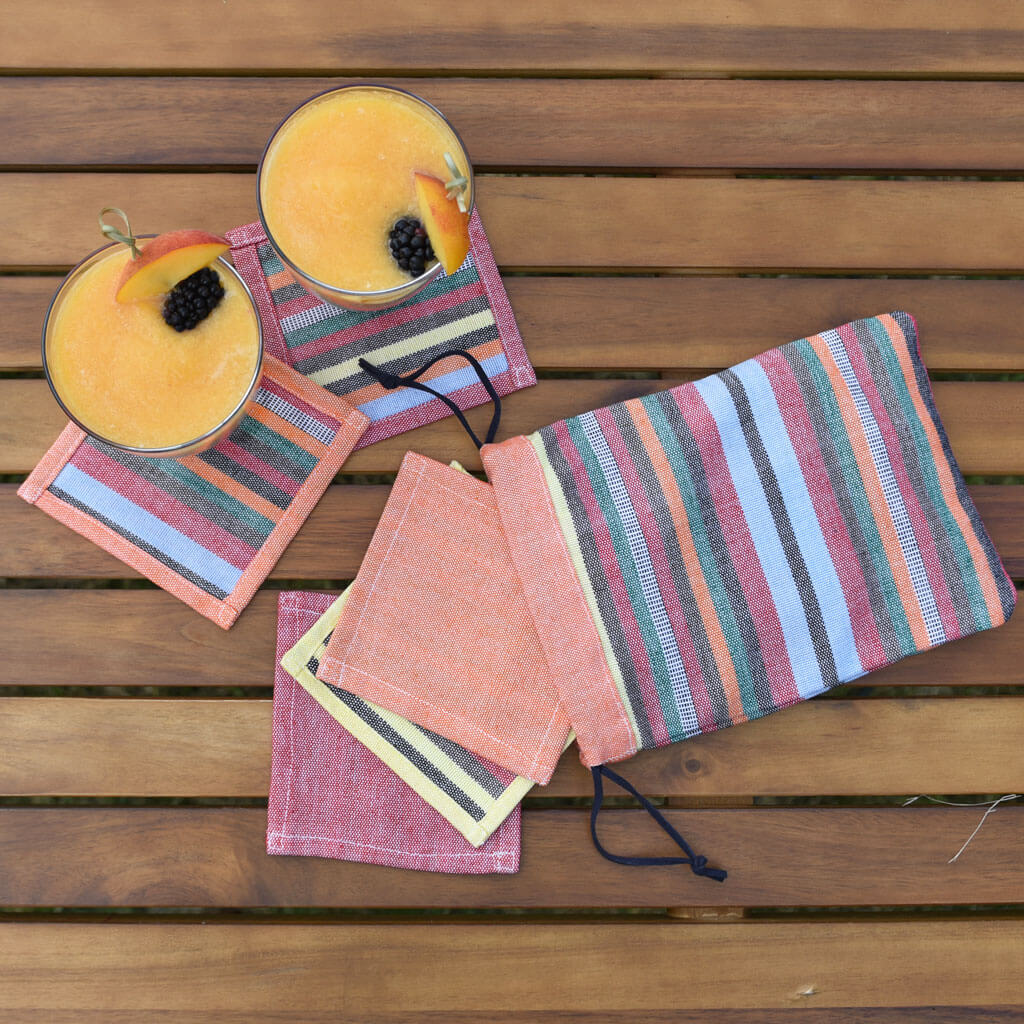 Hand Woven Coasters Stripes & Solids
