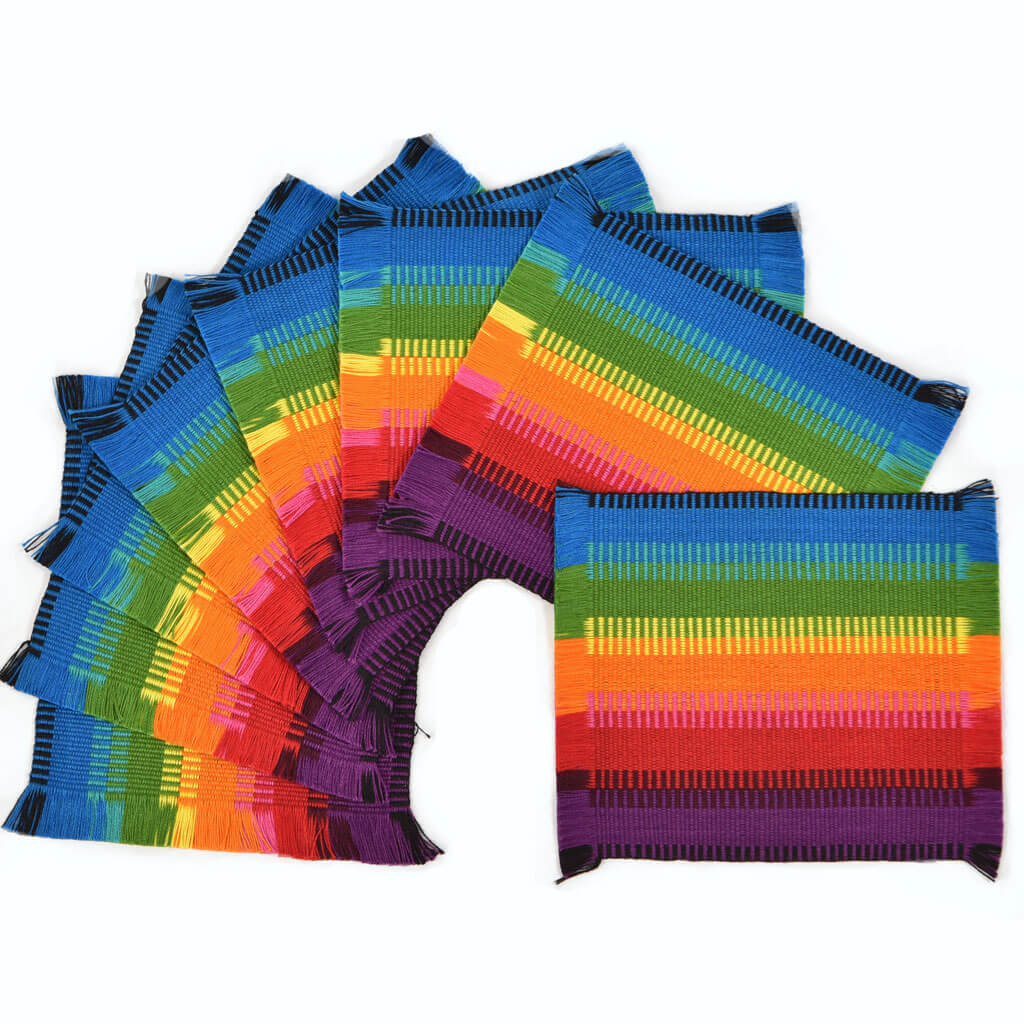 Guatemala Hand Woven Celebration Coasters | Rainbow