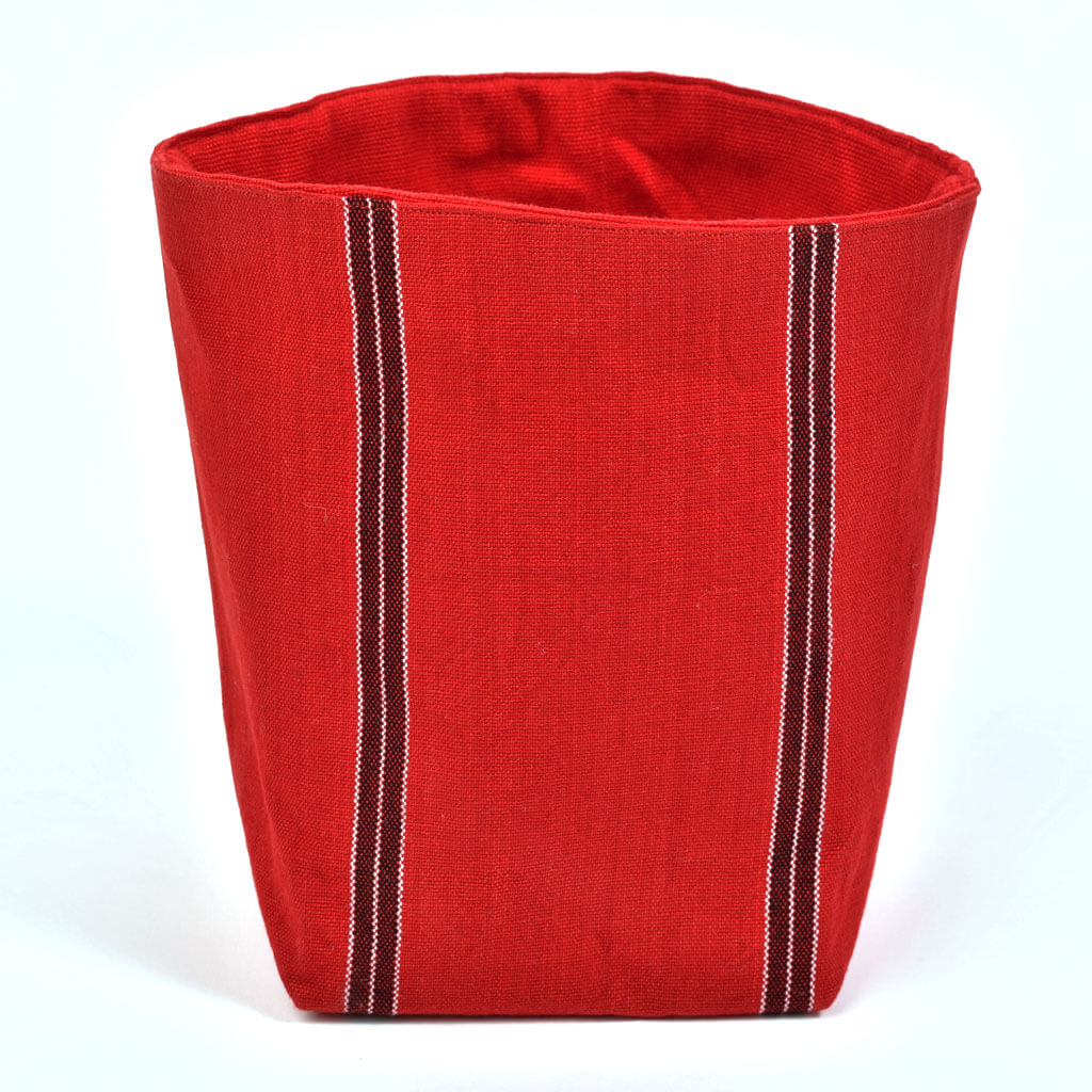 Handwoven Fabric Storage Basket | Cajola Red Stripe