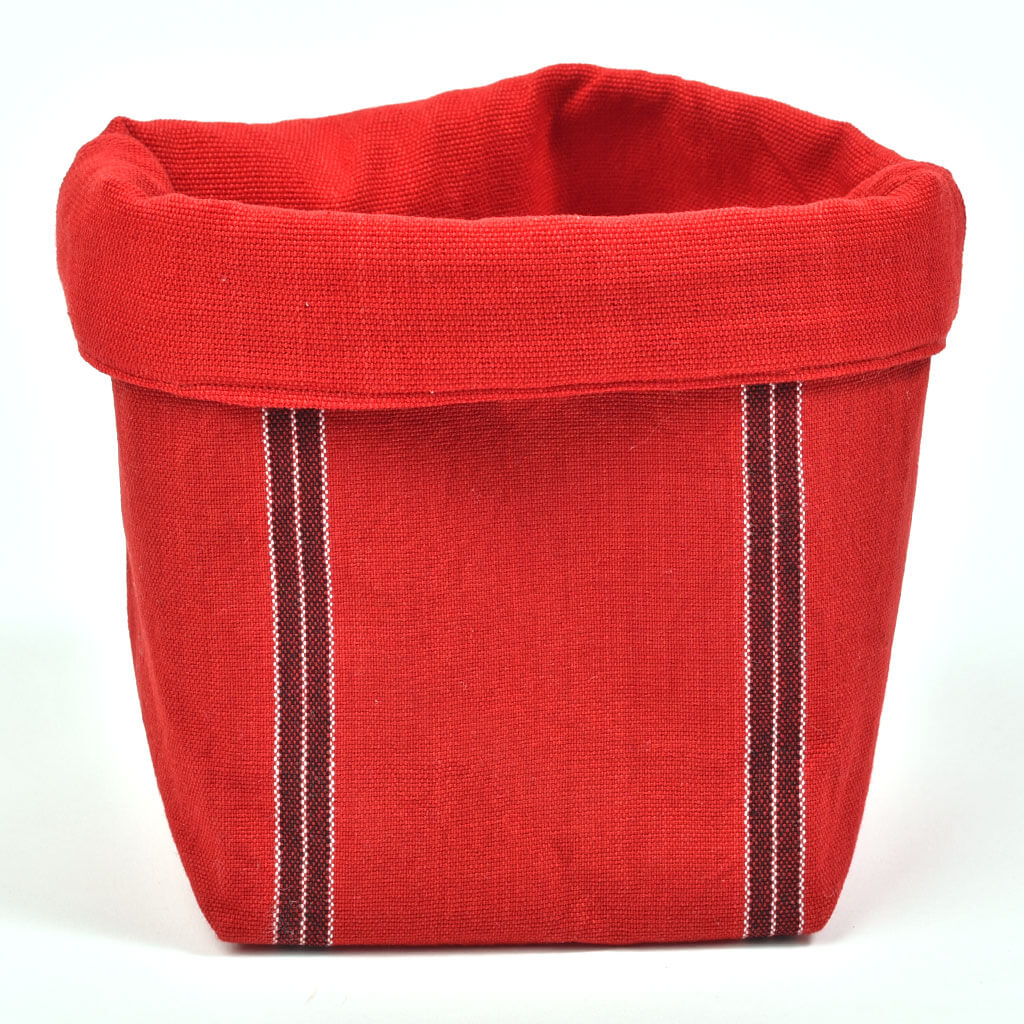 Handwoven Fabric Storage Basket | Cajola Red Stripe
