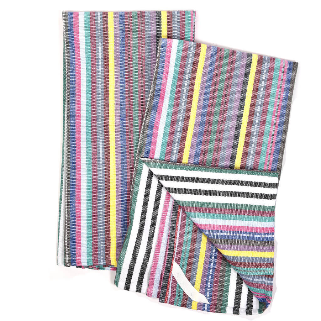 Hand Woven Striped Kitchen Towels | Soft Multi Stripes