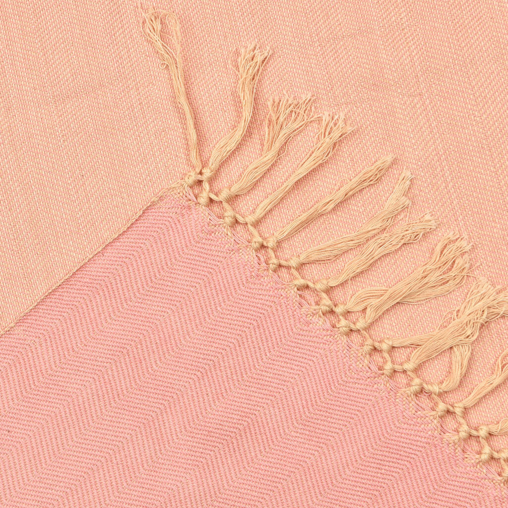 Hand Woven Soft & Neutral Shawl | Champagne & Pink