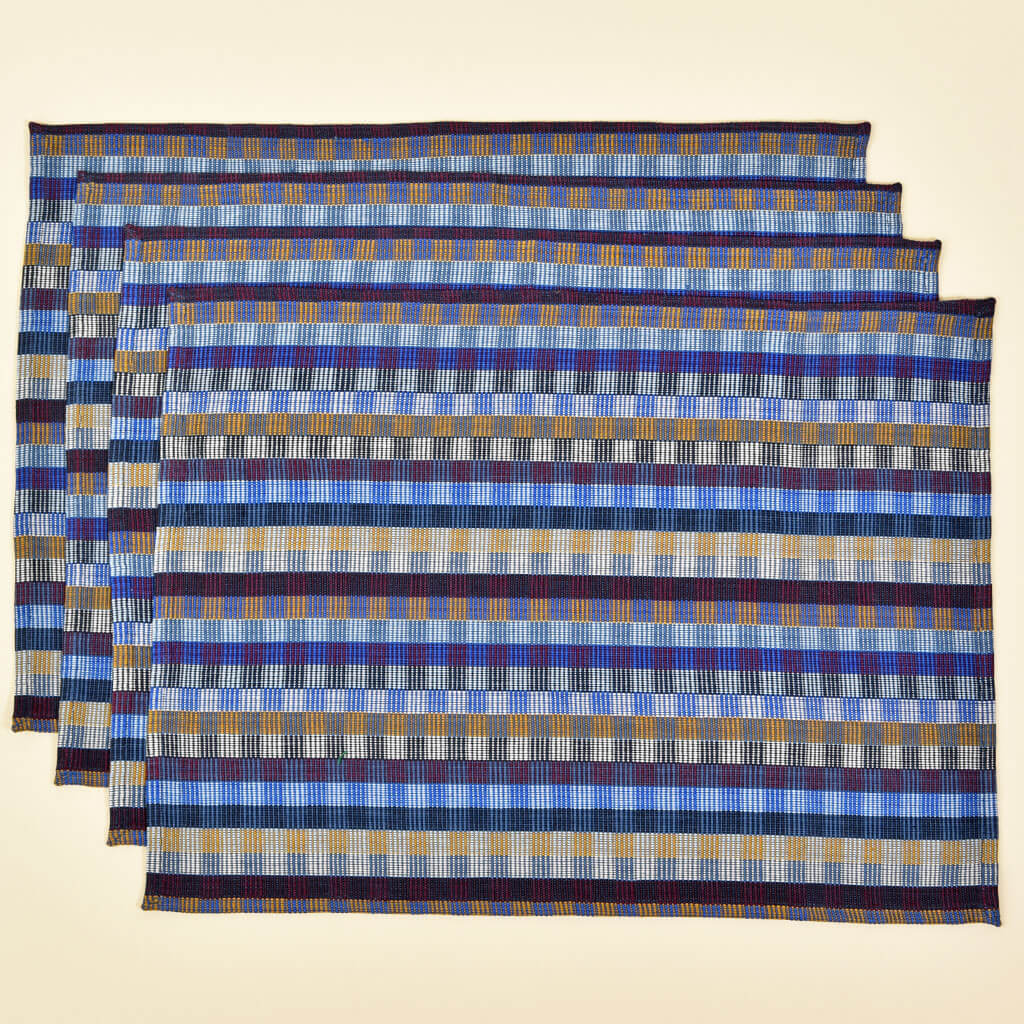 Hand Woven Cuadritos Placemats | Blue Corn